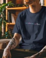 Navy Blue Coffee Into Code Unisex Oversized T-Shirt