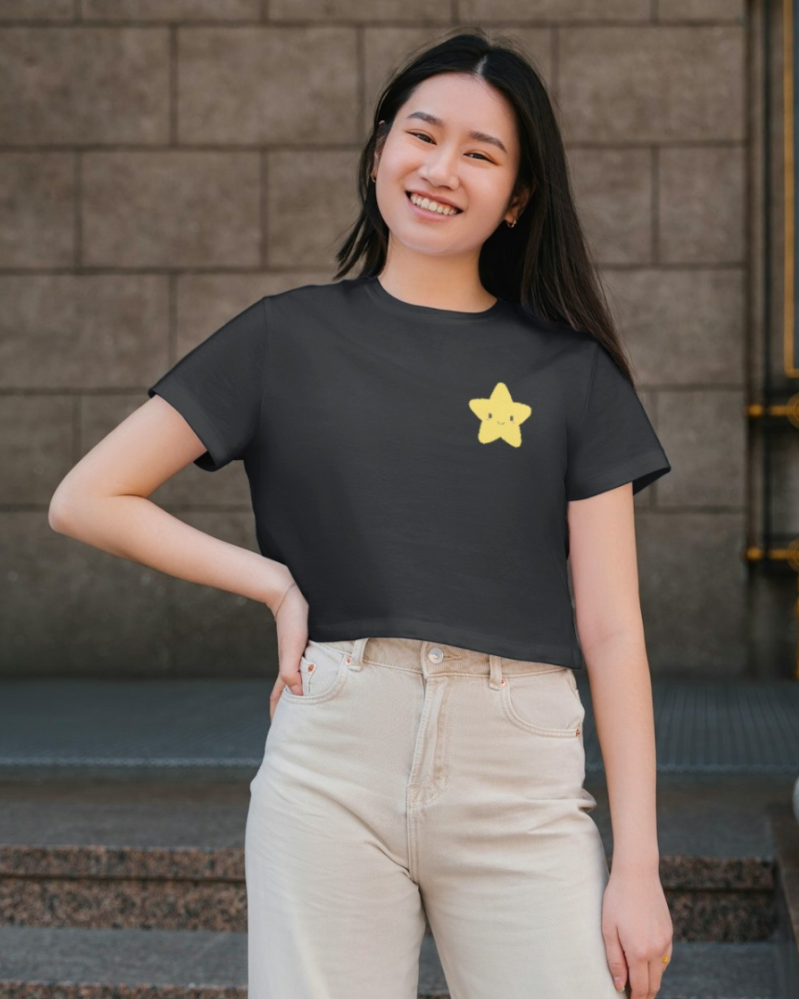 Star Black Crop Top