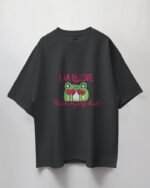 black I Am In Love Oversized T-Shirt