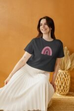 Black Boho Pink Rainbow Crop Top